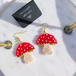 Mushroom Seed bead earrings